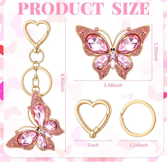 Crystal Butterfly purse/bag purse charm keychain - Picture 6 of 6